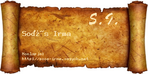 Soós Irma névjegykártya